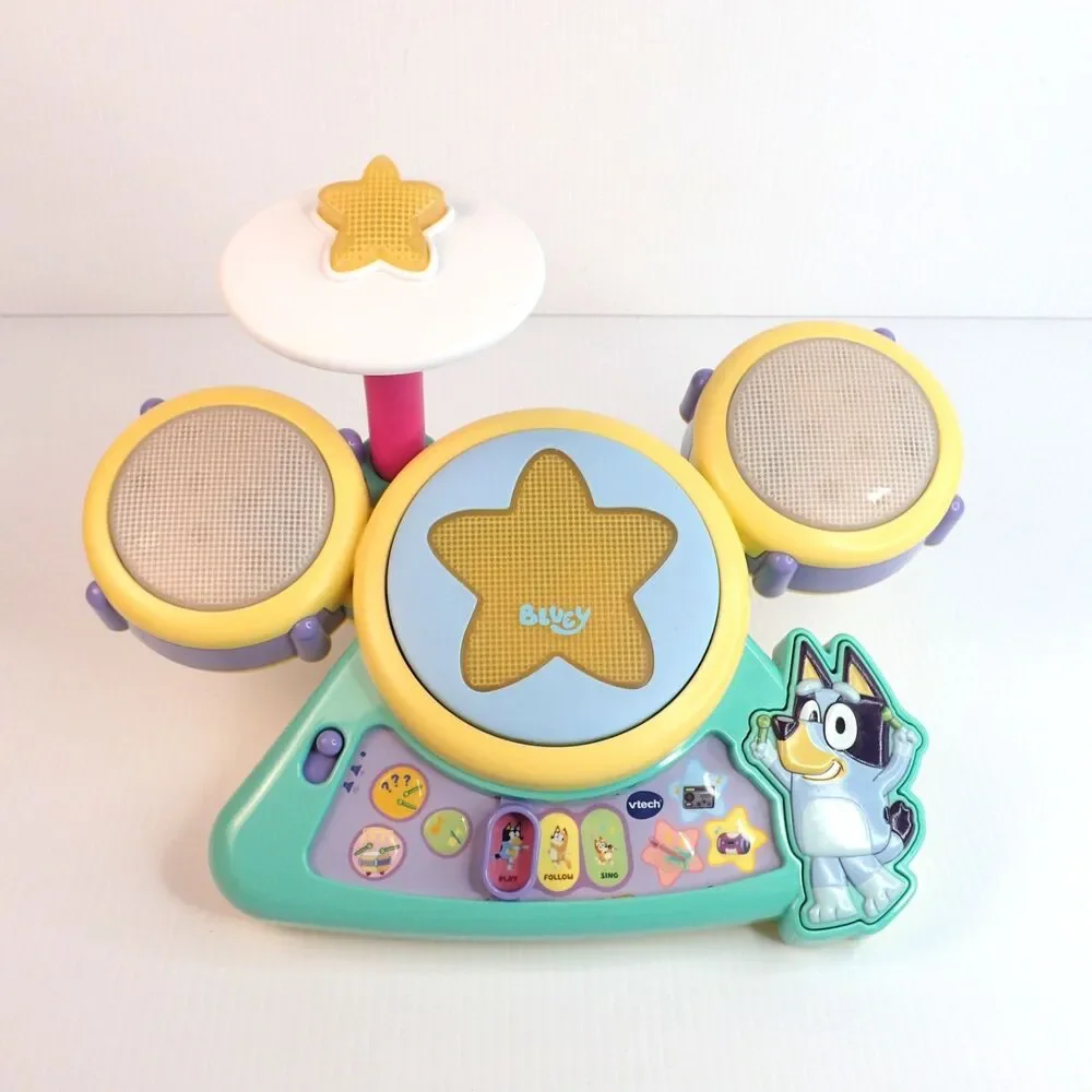 Bluey Musical Toys Lot of 2 Vtech Drum Set & Kidz Toyz Bluey Keyboard